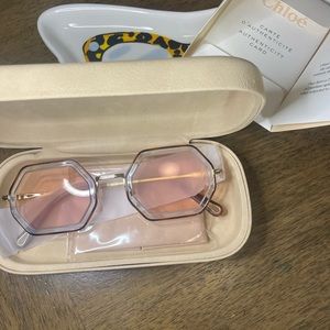 Chloe tally 53 MM Octagon Sunglasses in Havana/Azure/Pink